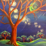 Fantasy Night Tree acrylic painting